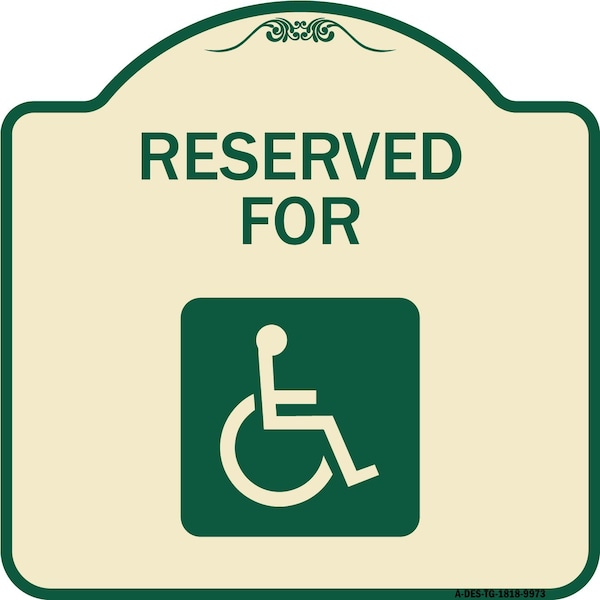 Designer Series-Graphic Handicapped Reserved Tan & Green Heavy-Gauge Alum, 18" x 18", TG-1818-9973